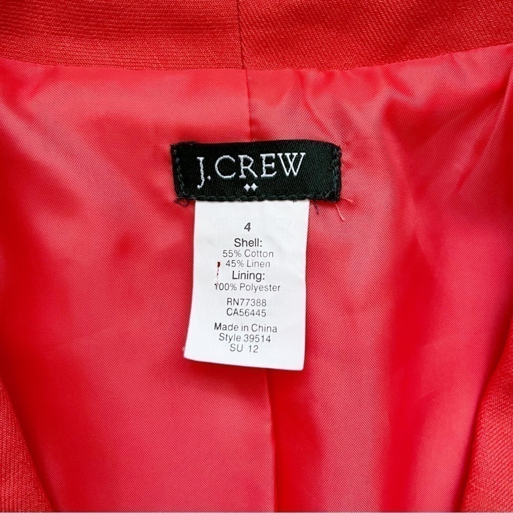 J.Crew Linen Cotton Blend Blazer in Coral Orange, Two-Button Front, Size 4 - Picture 3 of 8